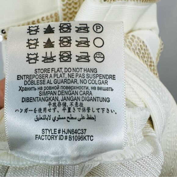 Herve Leger Fatima Gold Sequin Striped Bandage Dress White Alabaster Combo Small - Picture 16 of 16